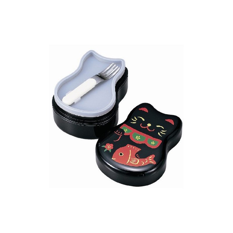 Tatsumiya Lunch Box, Maruko, 2-Tier Bento Box, Black Cat