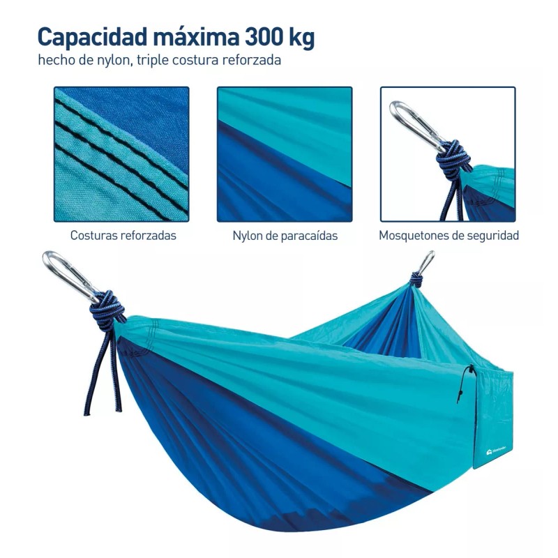 Bluelander Hamaca Camping Portátil Azul + Kit De Instalación