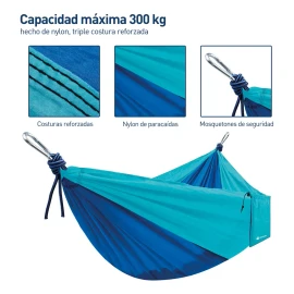 Bluelander Hamaca Camping Portátil Azul + Kit De Instalación