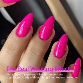 SXVME Soft Gel Nail Tips Short Almond Gel X Nails, 300Pcs Pre-applied Tip Primer Gel X Nail Tips, Natural Hot Pink Colored Gel Tips Acrylic Fake Nails Extensions False Nails Press ons for Easy DIY