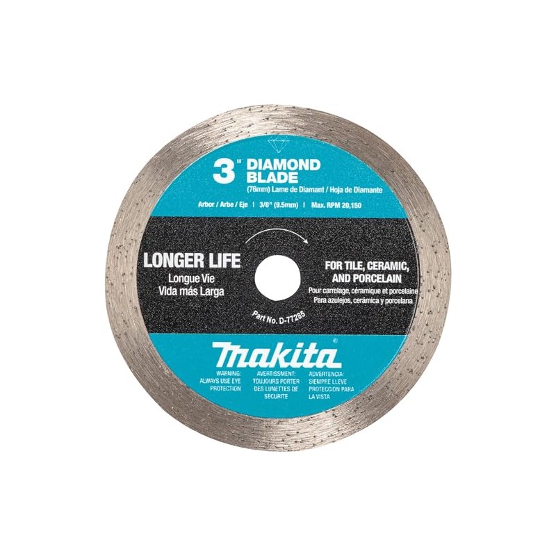 Makita D-77285 3" Continuous Rim Diamond Blade for Ceramic, Granite