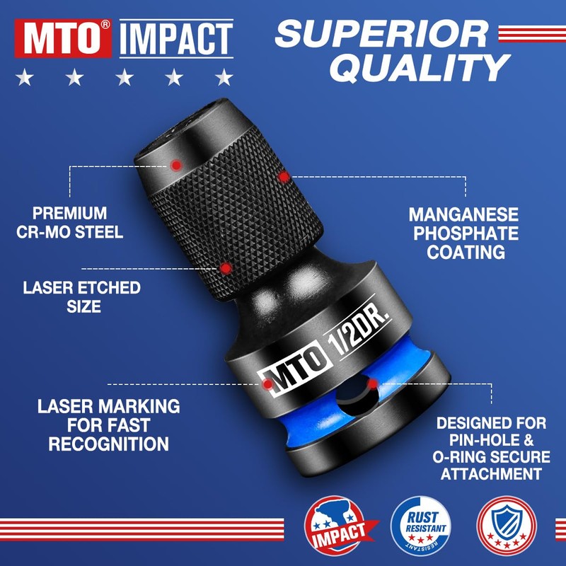 MTO 1/2 3/8 1/4-Inch Square Drive to 1/4-Inch Hex Socket