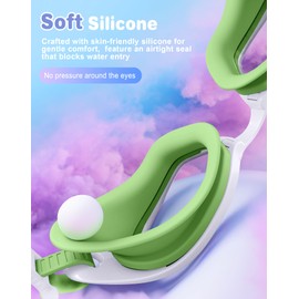 Vegemono Kids Swim Goggles in Candy Dual-Tone, Adjustable Nose Pads & Soft Silicone for Leak-proof Fit Across Ages(6-14), Clear Wide Vision & Anti-Fog &Anti-UV, With Fashion Hard Protective Case