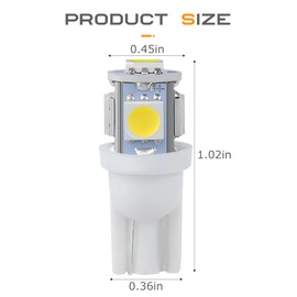 SCUARI 2PCS Car License Plate Light Bulbs,Car Accessories Tag Light Bulb,168 T10 2825 5SMD LED Bulbs 5050 Chips 6000K White,Suitable for 12V Parking Lights,Automotive Ceiling Lights