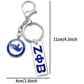 Fashion metal plating sorority society ZETA ZPB letter label Nameplate dove 1920 Pendant Keychain Long key chain
