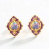 NOBEL Schmuck Opal Stud Earrings 925 Sterling Silver Vintage Look,