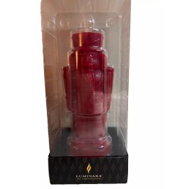 Luminara Flameless Candle Holiday Red Nutcracker Chalky Finish Moving Flame NEW