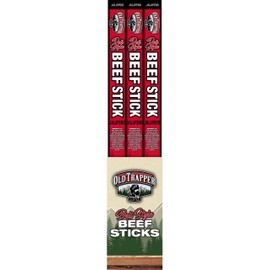 Old Trapper Jalapeno Wrapped Deli Style Sausage Sticks | Traditional Style Real Wood Smoked Beef Sticks | Healthy Protein-Packed Snacks | 1.75 Ounce (Pack of 26)