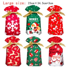 Christmas Drawstring Gift Bags Large,30 Pack Xmas Gift Wrapping Bags Goody Bags Treat Bags with Drawstring Candy Bags,Wonder Wrap Gift Bags Drawstring Cookie Bags for Christmas Presents Party Favor