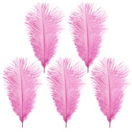 Trimming Shop 14-16inch(35-40cm) Baby Pink Ostrich Feathers Plume for Wedding Table Centrepieces Home Decoration Decorating Costumes Headdresses Showgirl Spadones, Pack of 5