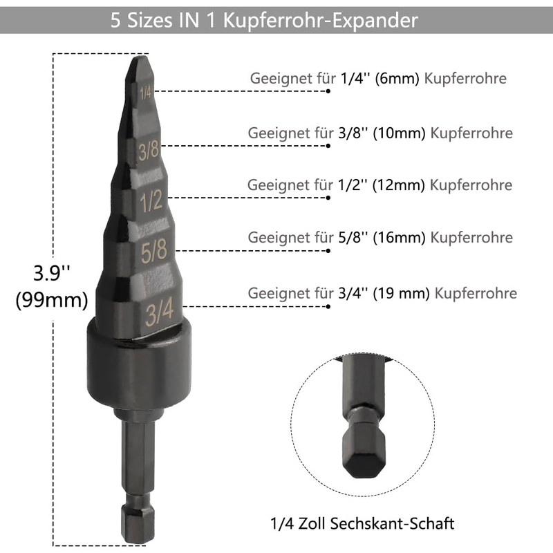 Saipor 2 Pieces 5 in 1 Copper Pipe Expander Tools,