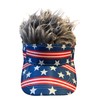 Popfizzy American Flag Hats with Hair for Men and Women,