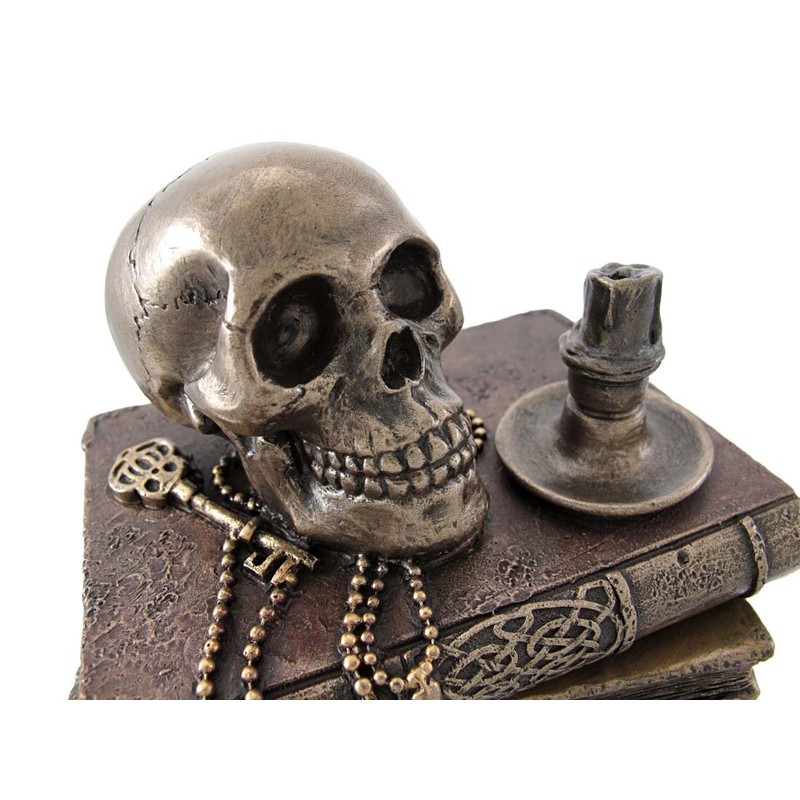 Veronese Design 4 3/4 Inch Wizard's Study Books And Skull