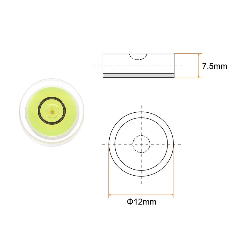 sourcing map 3pcs Round Bubble Level 12x7.5mm Mini Circular Bullseye