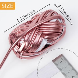 NICEEC 2 Skeins Metal T-Shirt Yarn Bright Fabric Yarn for Crocheting Glossy Cloth Yarn for Knitting with Single-Side Color for Hand DIY Craft Bag Basket Cushion-Totle Length 2×32yds(2×3.5oz)-Rose