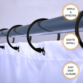 Shower Curtain Rings, Curtain Ring Hooks, Opening Design, 50mm Inner Diameter, Plastic Curtain O-Ring Hooks, Rust and Corrosion Resistant, Easy to Install, Easy to Glide on Standard Shower Rod (White)