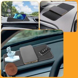 cobee Auto Armaturenbrett Anti Rutsch Matten, 2 Stück, extra große Größe, selbstklebend Auto Armaturenbrett Pad Anti Rutsch Pad für Auto Armaturenbrett 27,6 x 15,9 cm (Netzstruktur)