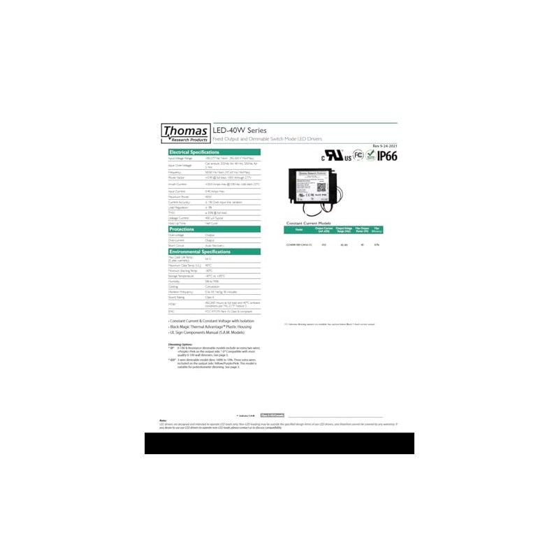 Hubbell Thomas Research Products 40W Constant Current Dimmable LED Driver