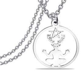 Lywjyb Birdgot Cernunnos Necklace Celtic Mythology Gifts Pentacle Pentagram Pendant Horned God Necklace (Cernunnos ne ca)