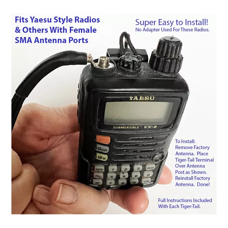 Radio-Tecs HAM Antenna Tactical Counterpoise Tiger Tail Tri-Band Both SMA