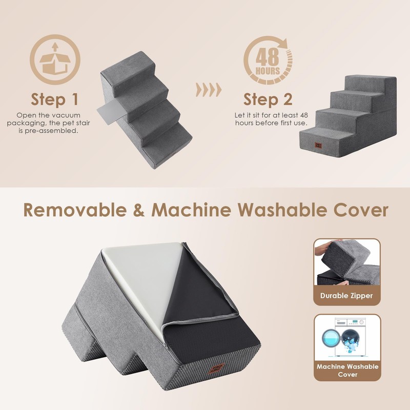 EHEYCIGA Dog Stairs for Bed 20" H, 4-Step Extra Wide
