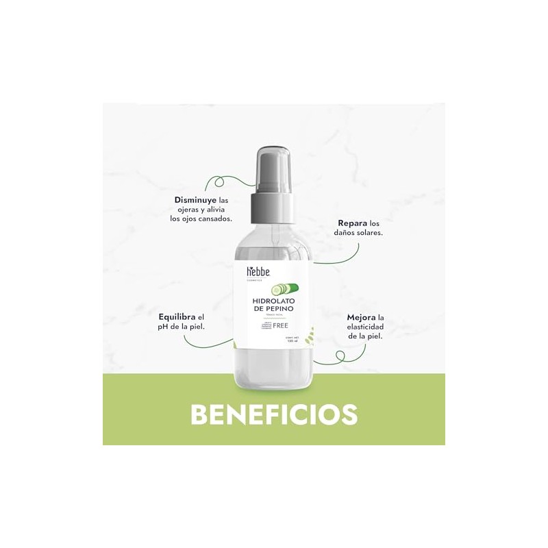 HEBBE Hidrolato De Pepino 120 Ml | Tónico Facial Refrescante