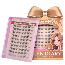 Lash Clusters 60PCS Natural Eyelash Clusters C Curl Wispy DIY Eyelash Extensions 12-14mm Soft & Light Eyelash Clusters Cat Eye Style (Sweetie Fox)