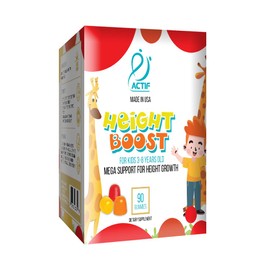 Actif Height Boost Mega Support for Kids 3-8 Years Old, Height Growth with 10+ Factors, 60 Gummies, Strawberry Flavor, Get Tall Fast Formula