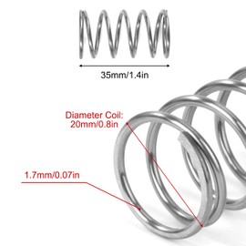 GUNGY Compression Spring Stainless Steel Spring Compression Springs 35 mm Wire Diameter 1.7 mm Outer Diameter 20 mm Length 35 mm Maximum Spring Force 4.2 kg Pack of 4