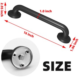 Metal Industrial Stairs Grab Wall Handrail Staircase Steps Indoor Exterior Outdoor Deck Hand Rail Safety Grab Bar (Matte Black) Handle for Stairs Bars Wall Elderly Grab Frame Pipe (16 Inch 1 Pack)