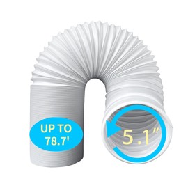 5.1 Inch Portable AC Air Conditioner Hose Anti-Clockwise Thread & Length up to 78 inches Universal Replacement AC Exhaust Vent Hose
