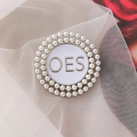 HUSURU OES Pearl Brooch Order Of The Eastern Star Sorority Letters Social Club Jewelry Gifts For Women