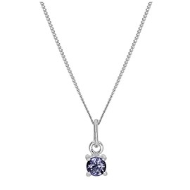 Sterling Silver Alexandrite CZ June Birthstone Necklace - 14 Inches