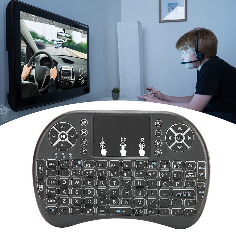 Mini Wireless Keyboard Backlit Black 2.4G RF 10-Meter Working Distance