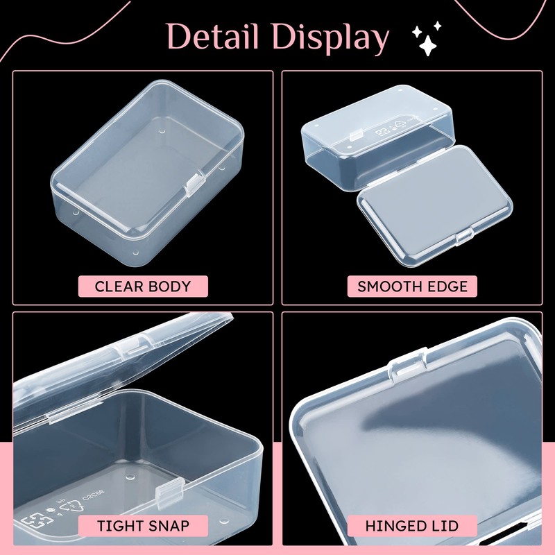 ISKYBOB 6 Packs Small Plastic Storage Containers, Clear Rectangle Bead