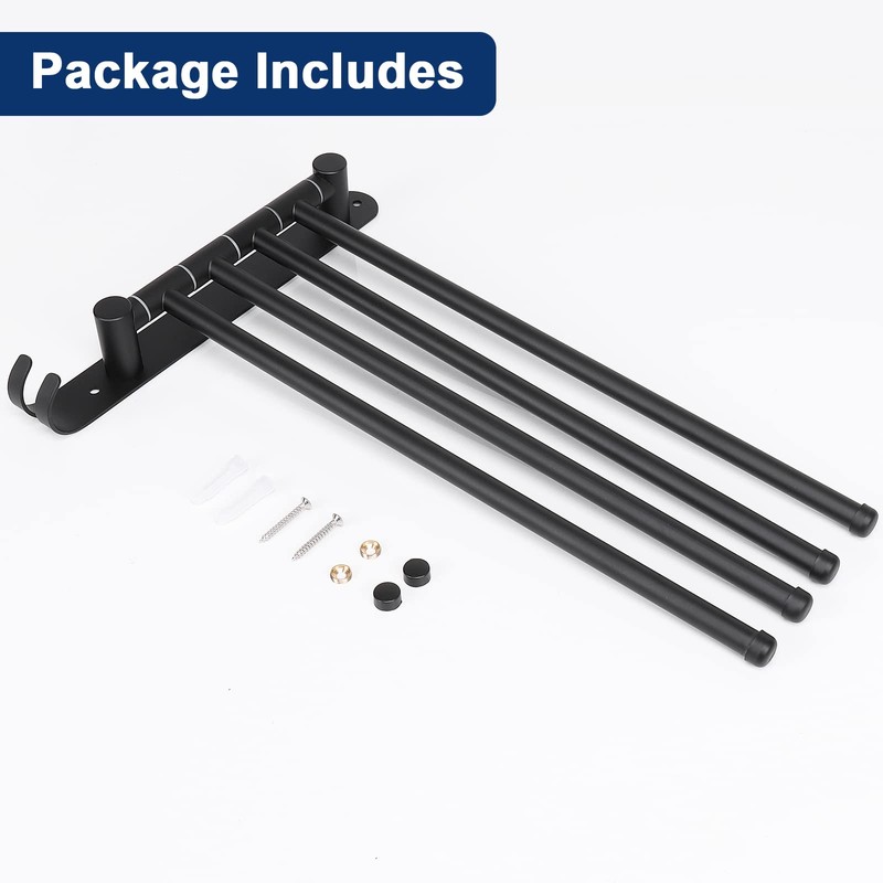 NearMoon Swivel Towel Rack, Thicken SUS304 Stainless Steel 4-Arm Towel