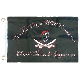 SOUTHBEACH Beatings Will Continue 12x18 Inch Flag Pirate Jolly Roger Boat Banner