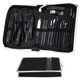 26 Piece Nail Set Manicure Set Women Men Pedicure Set Nail Case Nail Scissors Set Nail Care Set Men with Nail Clippers Nail Scissors Nail Files Black