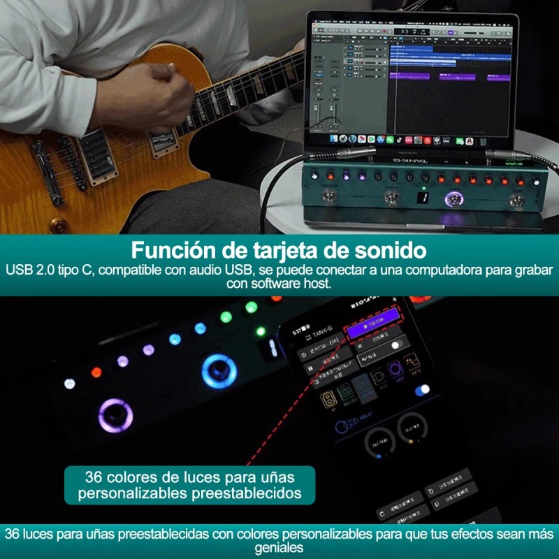 Efecto De Guitarra Tank G Profesional Y Portátil Verde