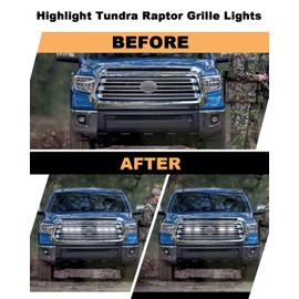 TBHOO Front Grille LED Lights for Toyota Tundra 2025 2024-2019 Accessories Raptor Style Grill Trim Warning Lights (White Lights, 4)