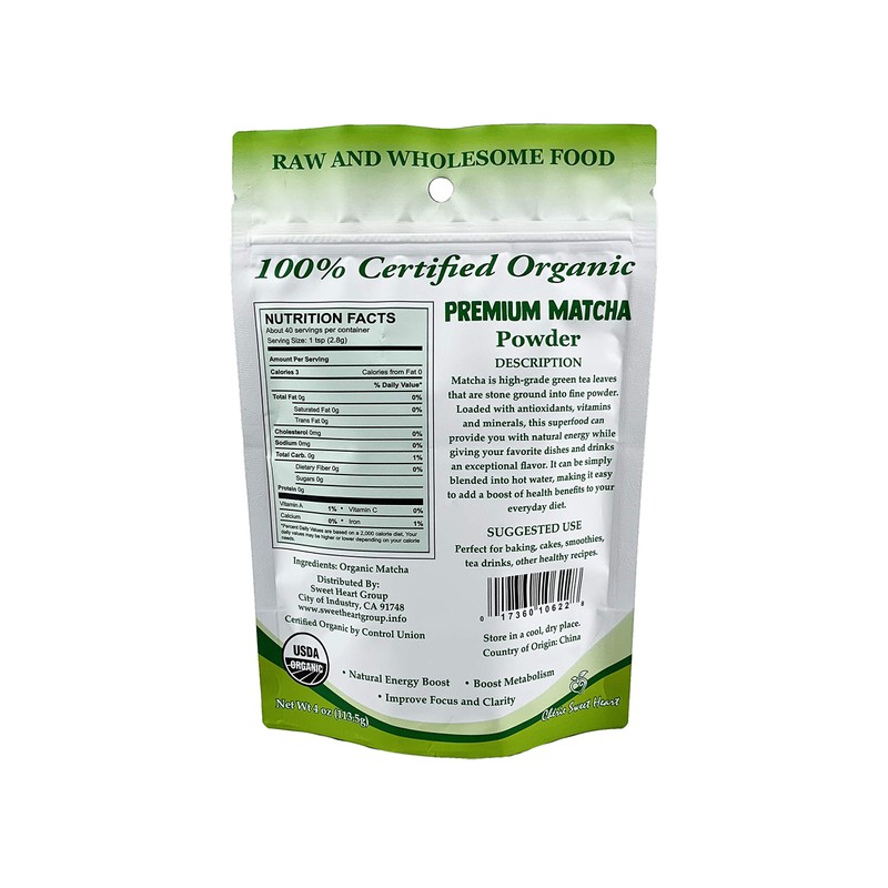 Chérie Sweet Heart Matcha Green Tea Powder - USDA Organic