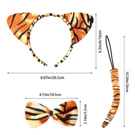 baotongle Tiger Costume Set, Tiger Face Art Sticker, Animal Tiger Headband Bow Tie, Tiger Ears Headband for Carnival Costume Party Decoration Accessories (Tiger Costume)