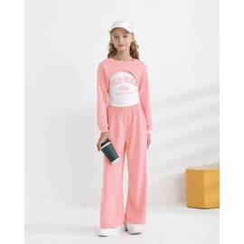 YOURUIKEY Girls 3 Piece Outfits Long Sleeve Crop Shirts & Cami Tops & Sweatpants Sets Fall Clothes Size 10