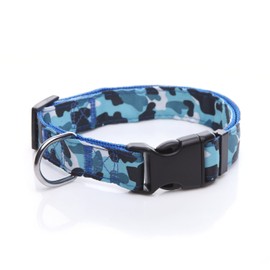 TAIDA Dog Collar, Nylon Camouflage Adjustable Collar, 1 Inch Wide, for Large Medium Dog (Blue)