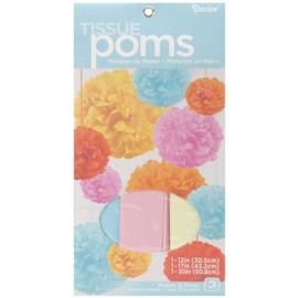 Darice Tissue Pom-Pom Kit, 3-Baby Multicolor