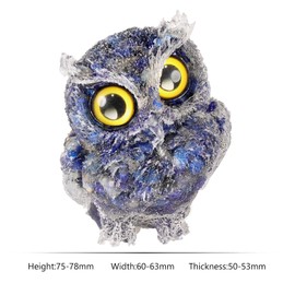 Nupuyai Lapis Lazuli Stone Owl Figure Decoration, Large Crystal Owl Stone Statue, Healing Stone Owls Gifts for Women, Resin Birds Animal Figure Witch Home Garden Decoration