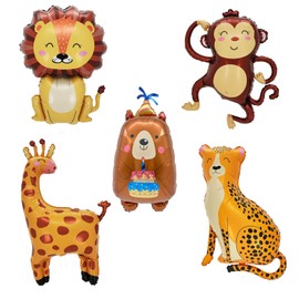 TNTOKU Animal Film Balloons, Zoo Balloons, Big Size Animals Set of 5, Birthday Decorations, Children's Day Party Decorations, Kindergarten Event Decoration