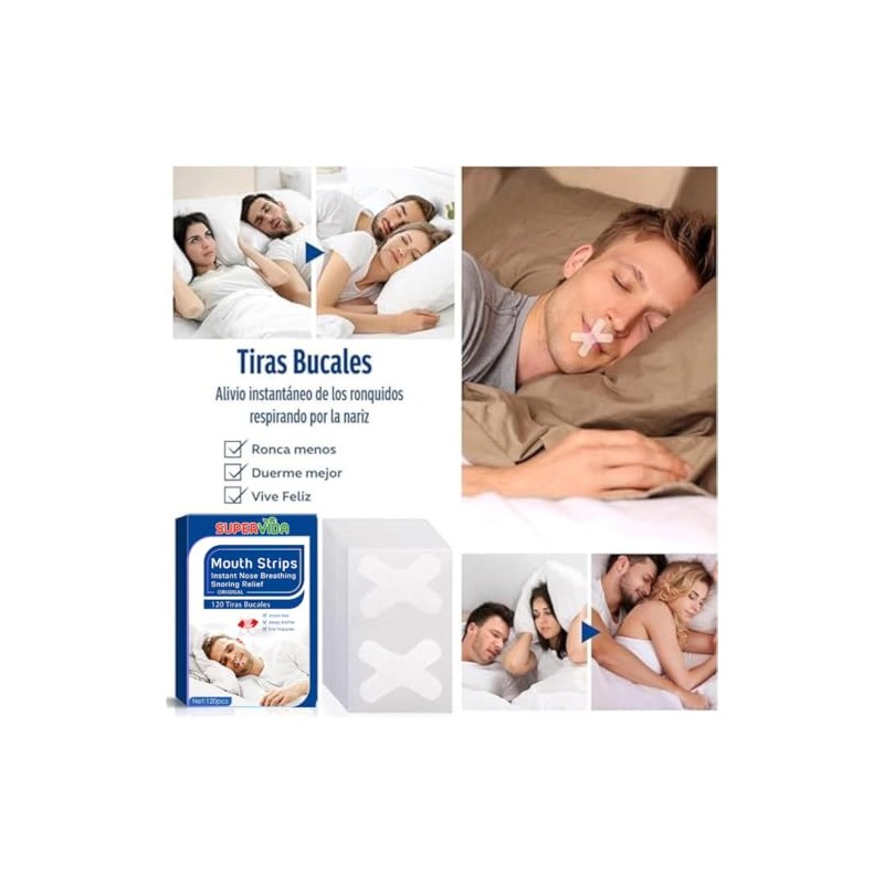 120 Tiras bucales para dormir. Ayuda con los ronquidos. Cinta