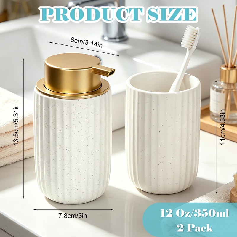 RETON 2 Pack Ceramic Foaming Soap Dispenser, 12oz Foam Hand