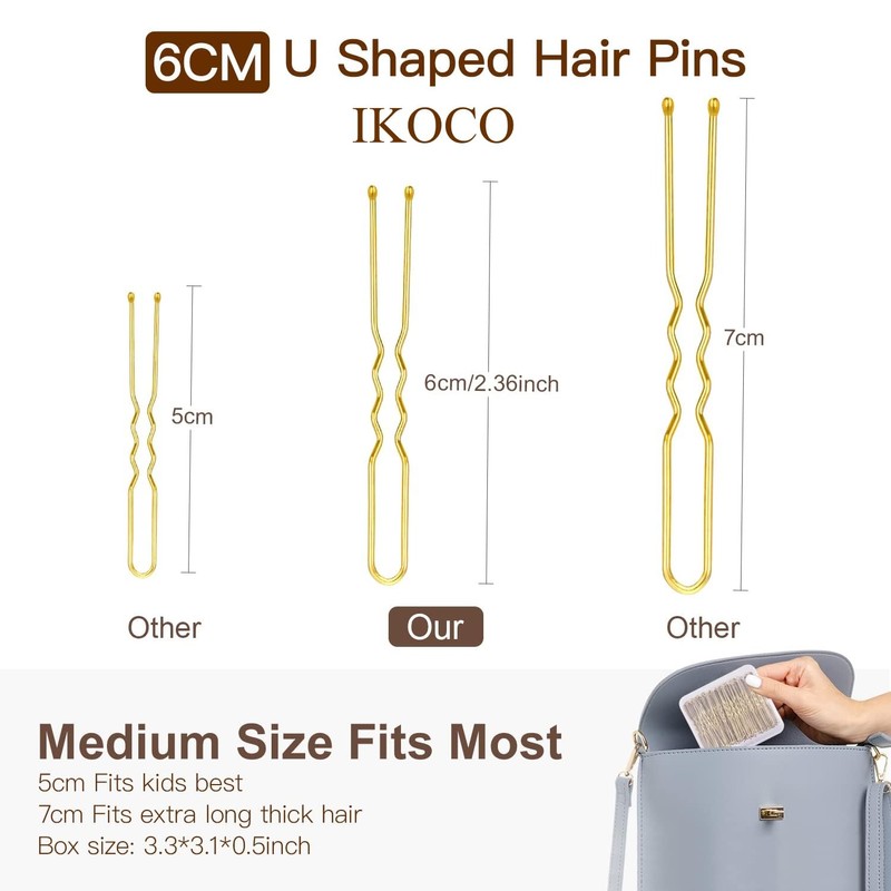 U Shaped Hair Pins, IKOCO 2.4inch Bun Hair Pins for